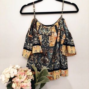 Cold Shoulder Patterned Blouse